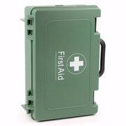 Green first aid case with white cross symbol, black side handle, and latch details | PicSEO 1789750162588