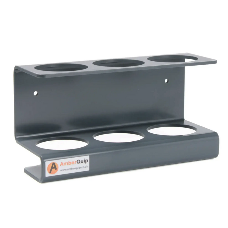 Dark gray metal rack with six circular slots and small mounting holes on a white background | PicSEO 1789750244614