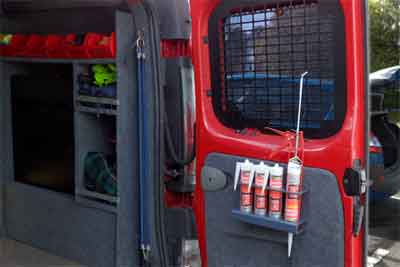 image of work van door with silicone tube holder mounted